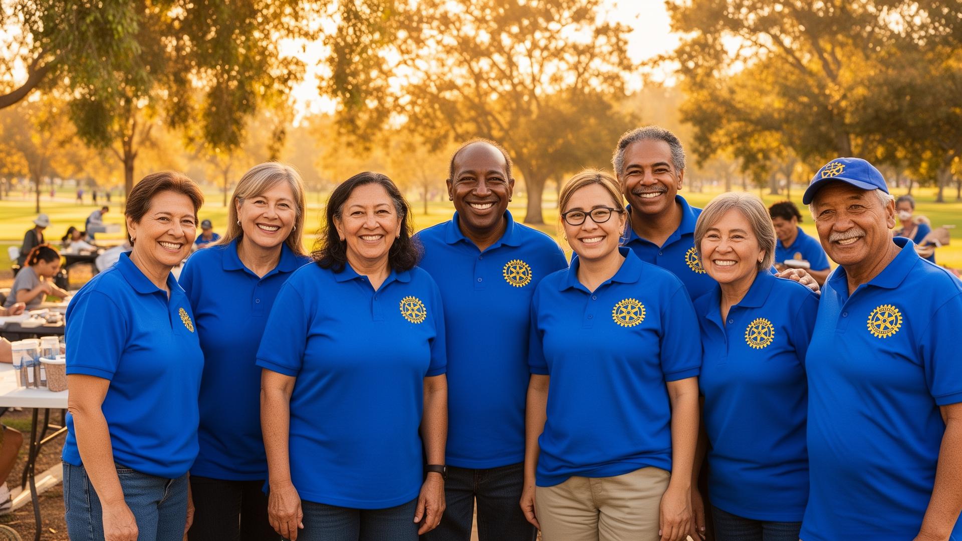 Rotary Club of Irvine members volunteering together at a community park event